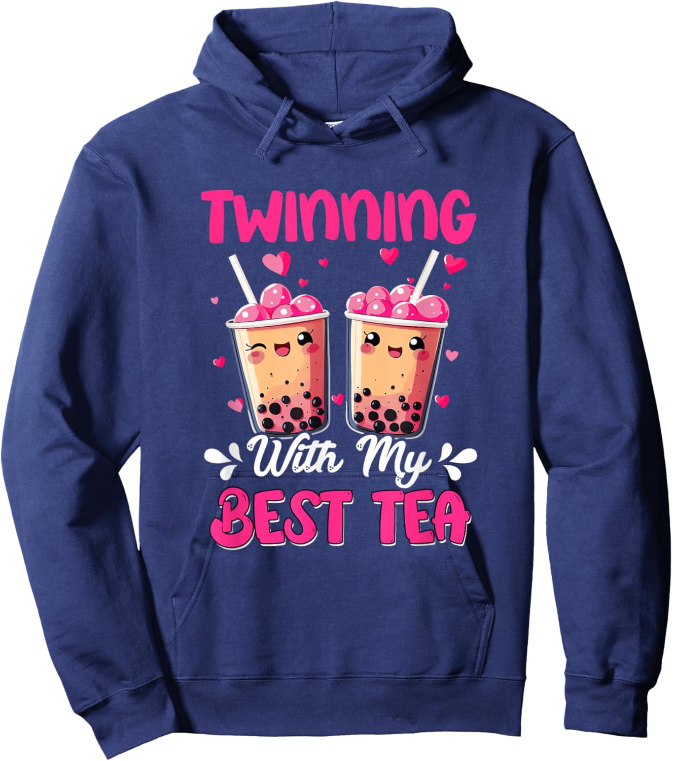 Twinning with My Bestie Spirit Week Girls Kids Twin Day Tea Hoodie - Hoodie | Navy