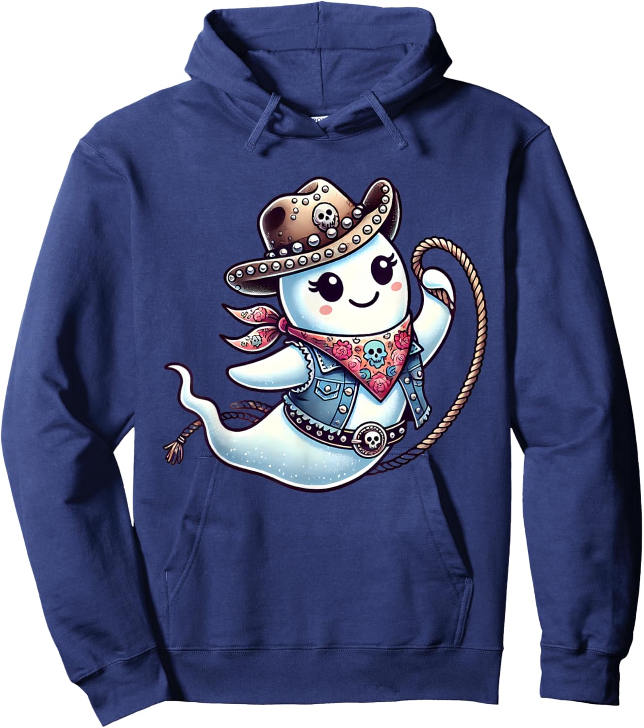 Ghost Cowgirl Country Rodeo Western Halloween Costume Hoodie - Hoodie | Navy