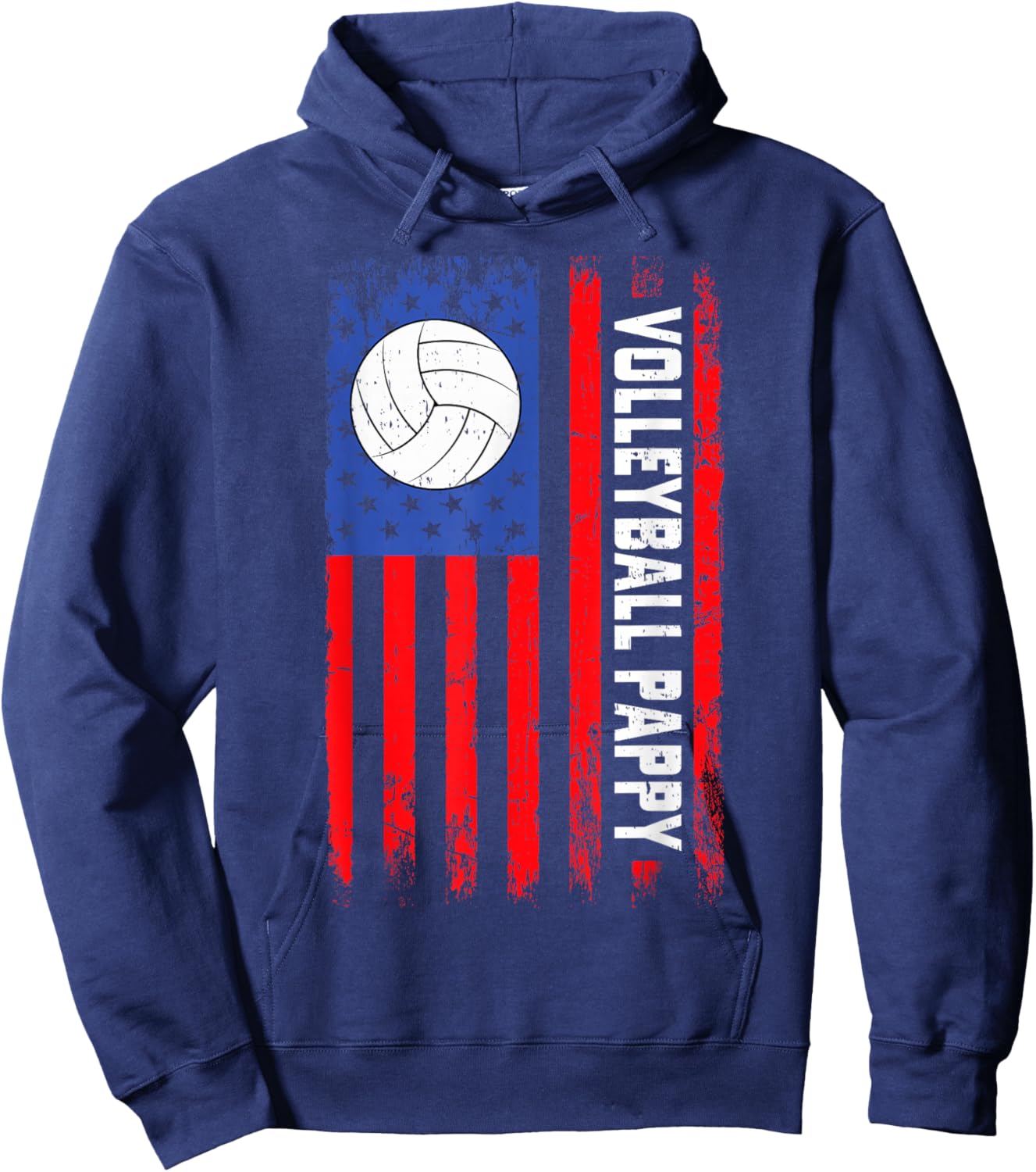 Volleyball Pappy American Flag Funny Volleyball Player Hoodie - Hoodie | Navy