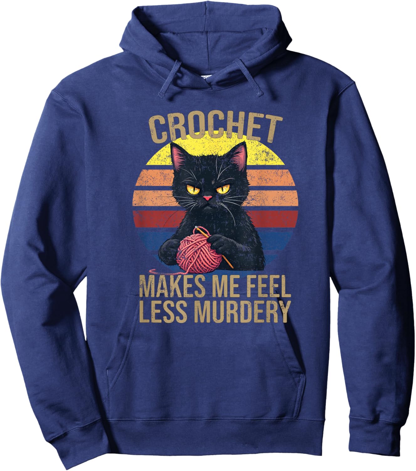 Crochet Mom Makes Me Feel Less Murdery Vintage Funny Hoodie - Hoodie | Navy