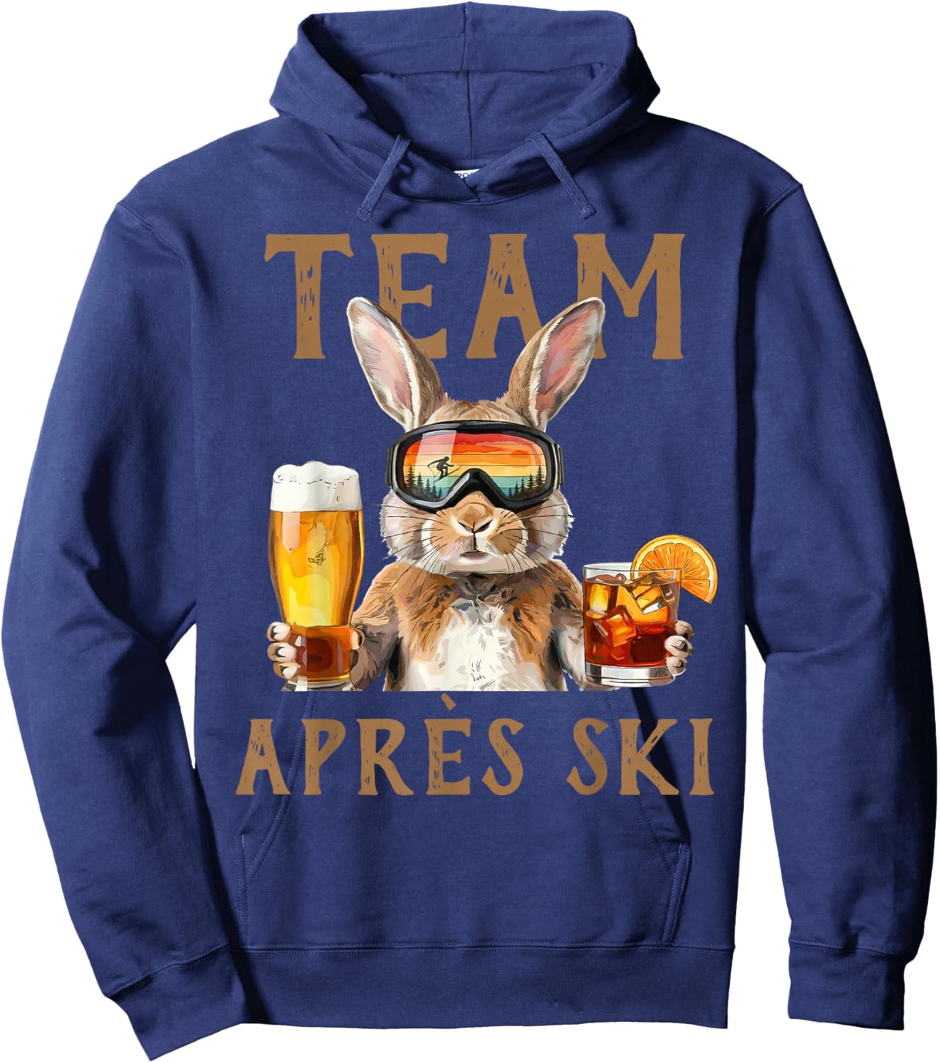 Party Team Après Ski Funny Rabbit Skiing Beer Cocktail Hoodie - Hoodie | Navy