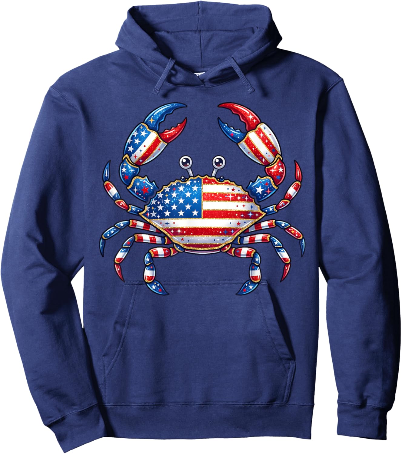 American Flag Crab Patriotic 4th of July Seafood Hoodie - Hoodie | Navy