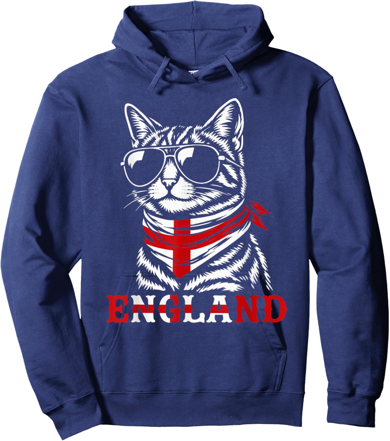 English Flag Funny Cat England Hoodie - Hoodie | Navy