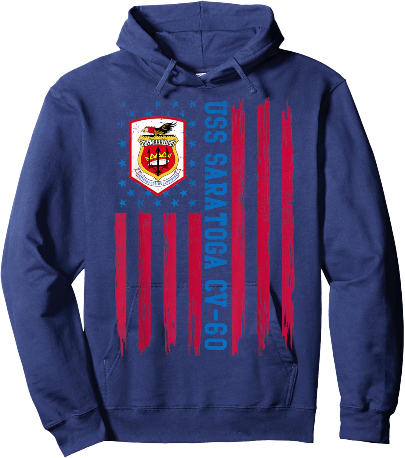 USS Saratoga CV-60 American Flag Aircraft Carrier Veteran Men Hoodie - Hoodie | Navy