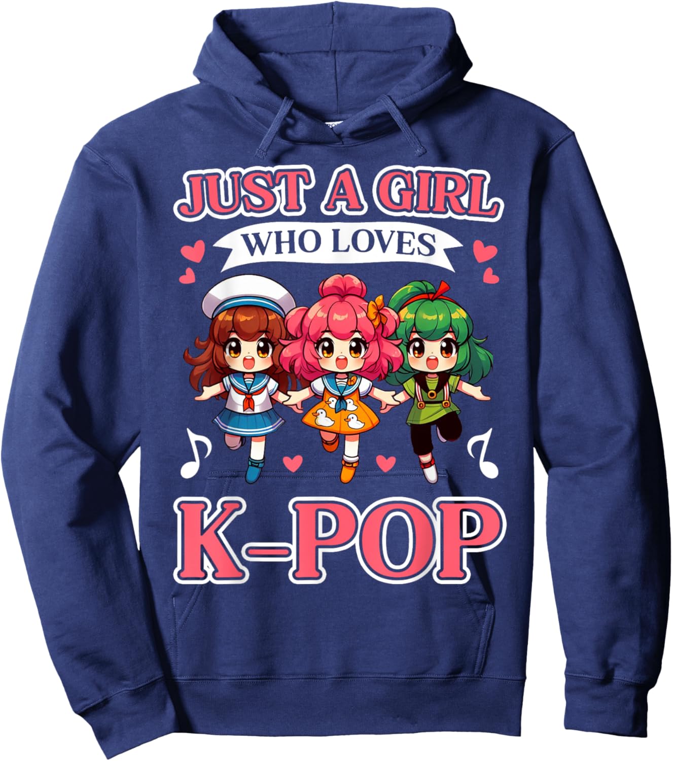 Just A Girl Who Loves K-Pop Fan Korean Music Finger Heart Hoodie - Hoodie | Navy