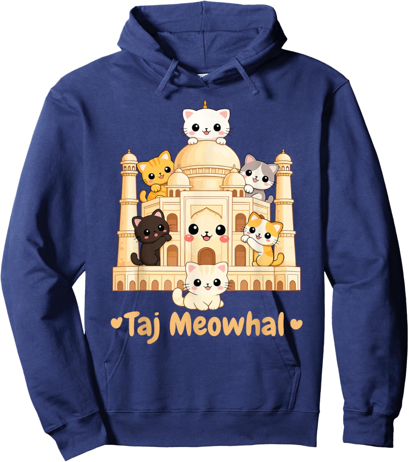 Cat Mahal Cute Kawaii Palace Cats Cartoon Funny Cat Kitten Hoodie - Hoodie | Navy