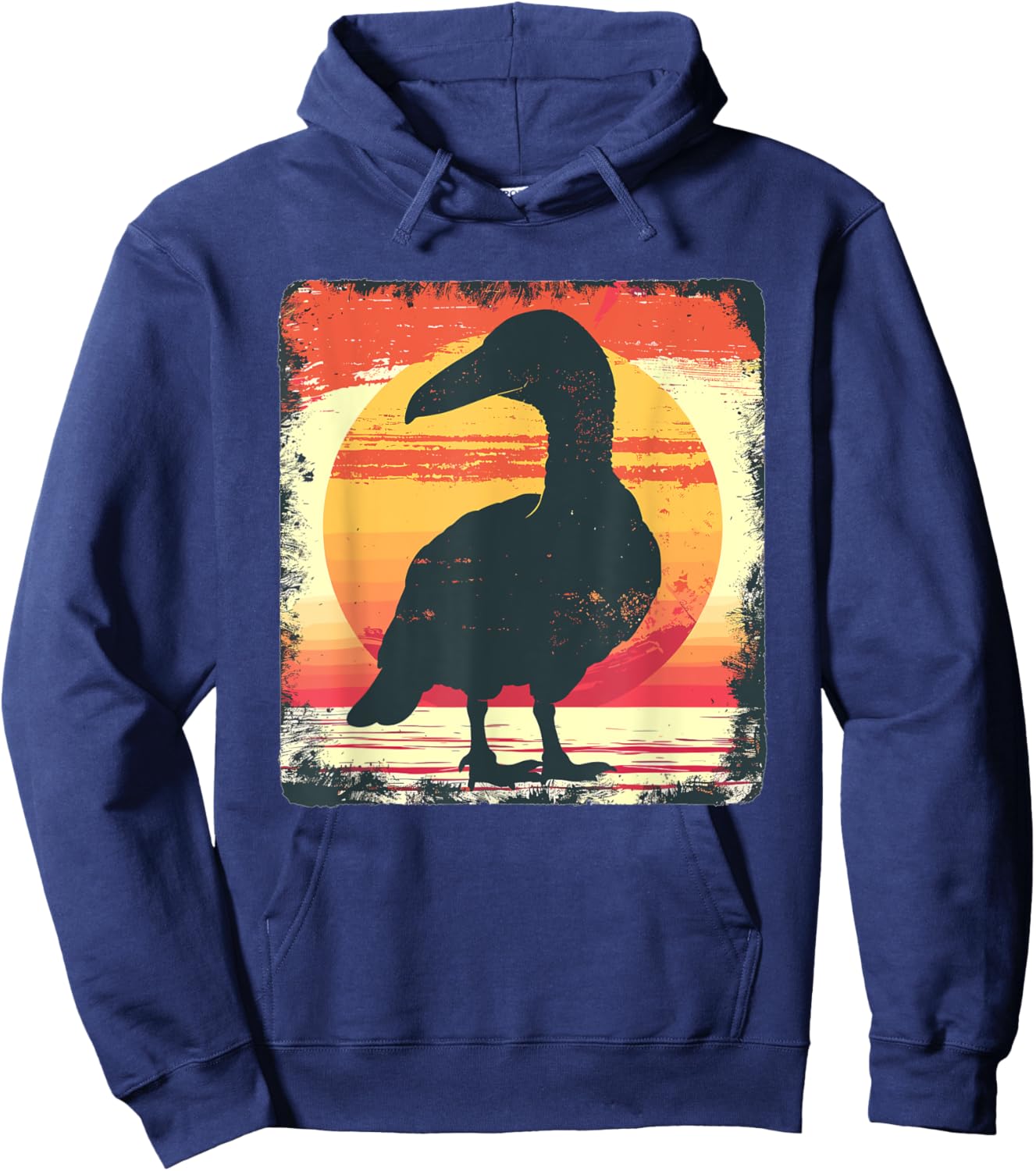 Retro Sunset Dodo Bird Hoodie - Hoodie | Navy
