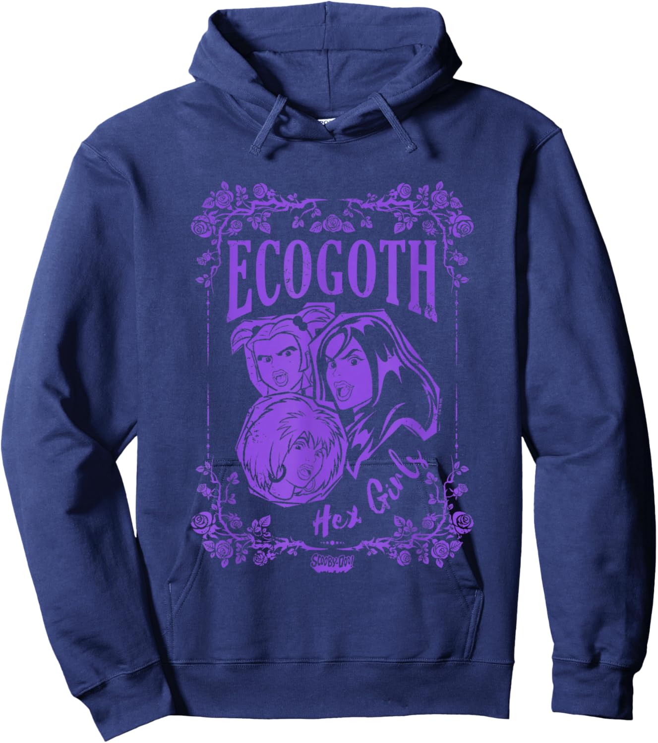 Scooby-Doo Hex Girls Ecogoth Distressed Floral Chest Logo Hoodie - Hoodie | Navy