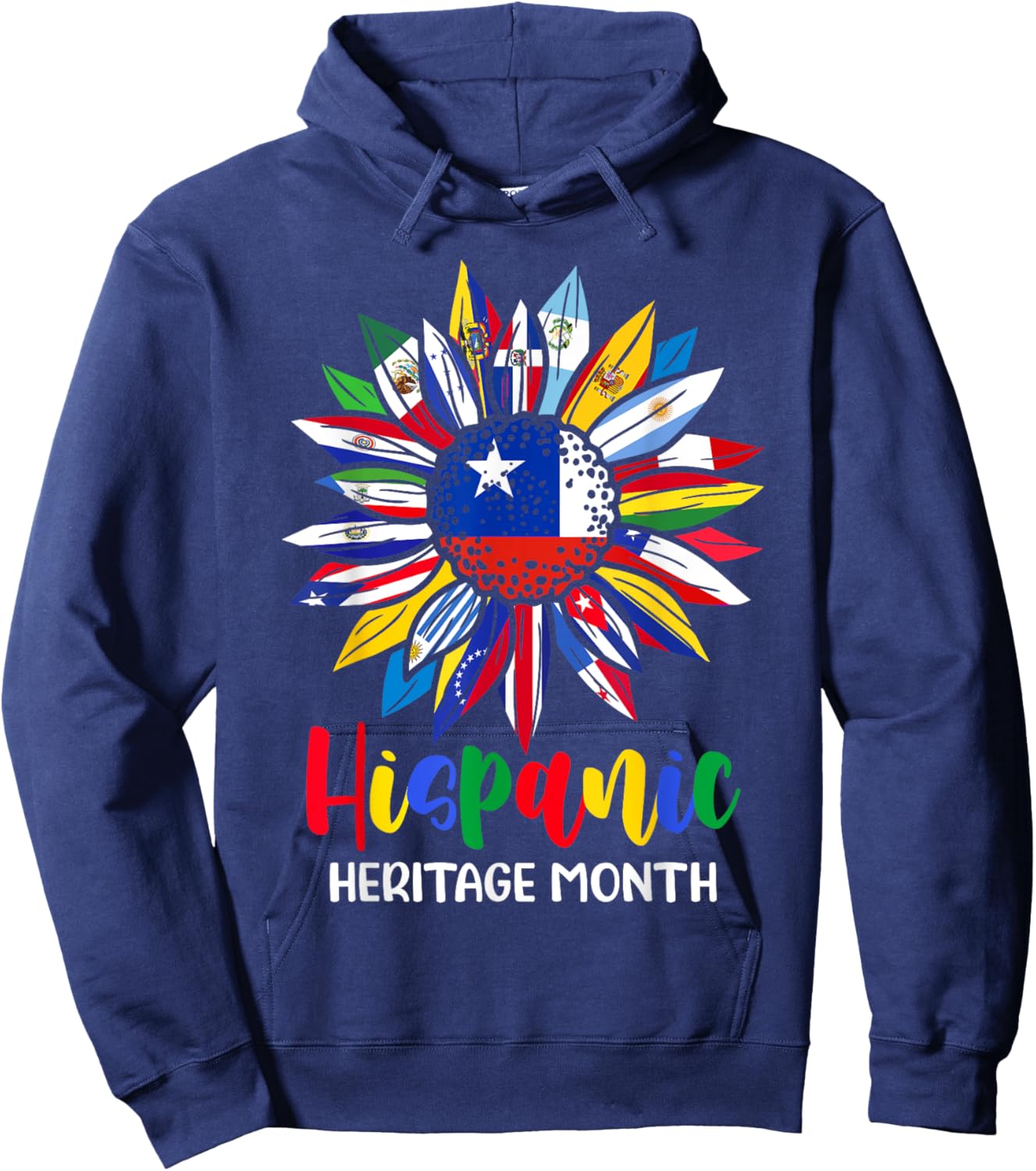 Hispanic Heritage Month Chile Flag Sunflower Latino Flags Hoodie - Hoodie | Navy