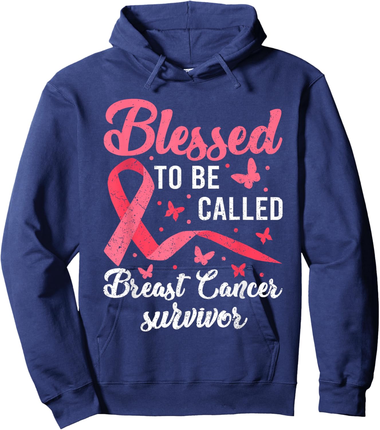Blessed To Be Called Breast Cancer Survivor Pink Ribbon Hoodie - Hoodie | Navy