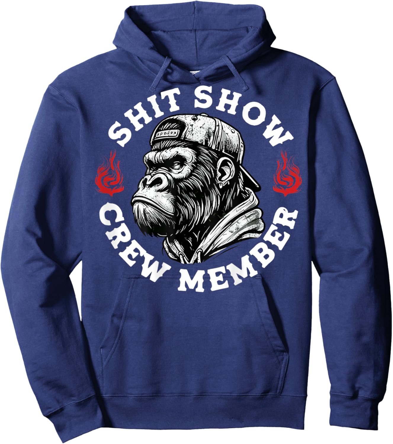 Shit Show Crew Member Monkey Vintage (On Back) Hoodie - Hoodie | Navy