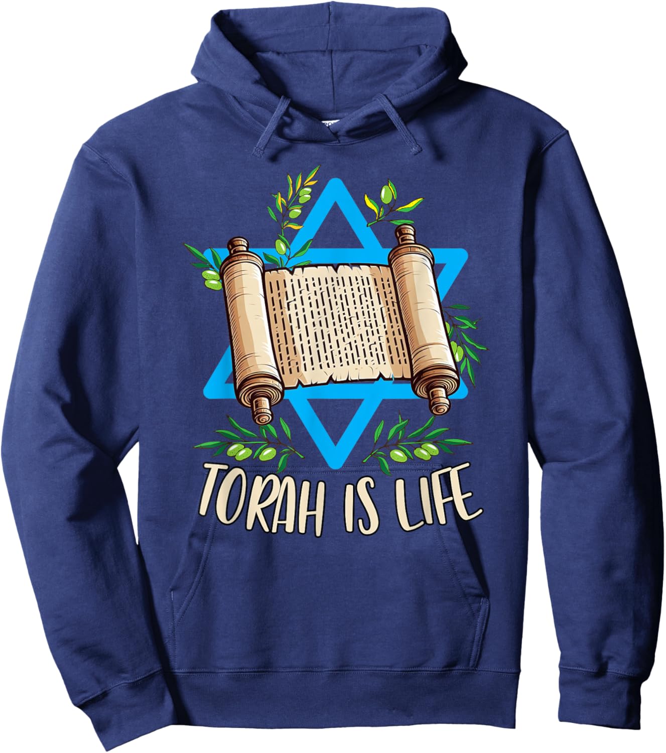 Torah Scroll Jewish Happy Simchat Torah Hebrew Torah Is Life Hoodie - Hoodie | Navy