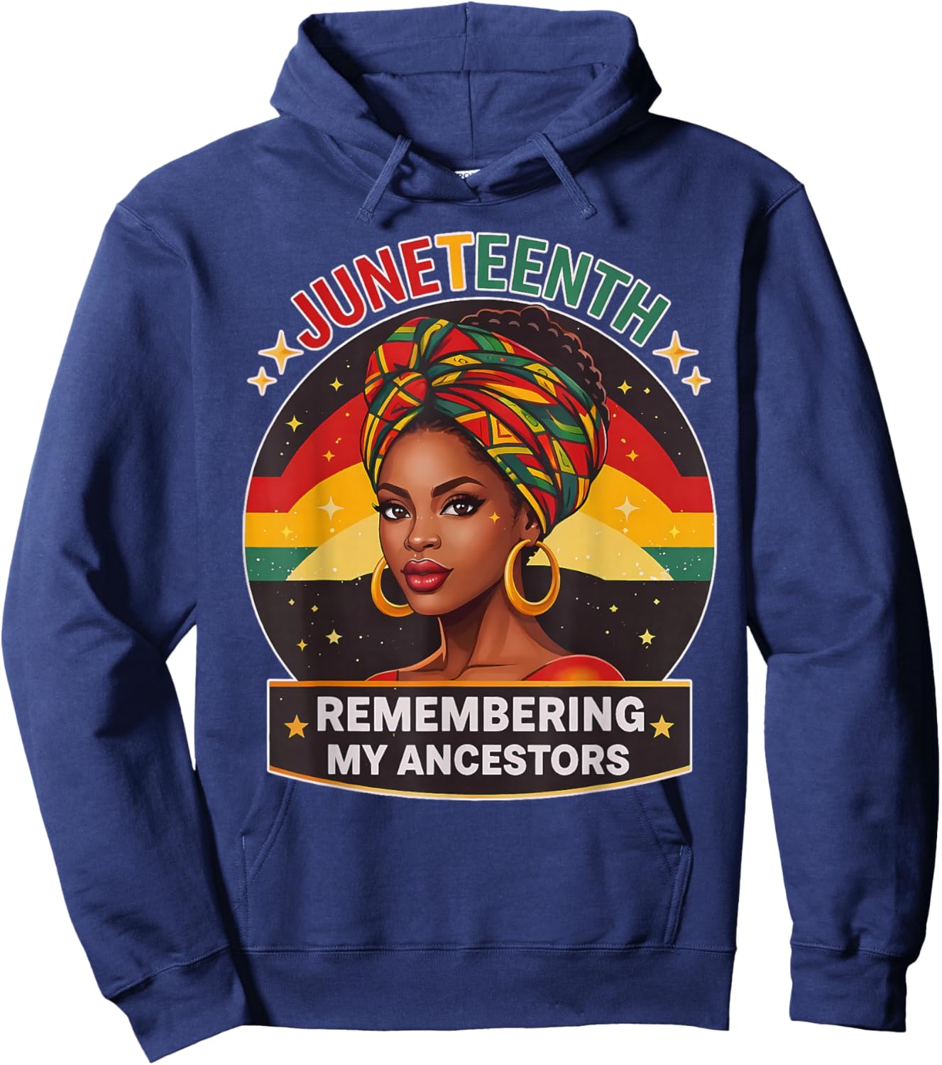 Juneteenth Remembering My Ancestors Black Women Queen Afro Hoodie - Hoodie | Navy