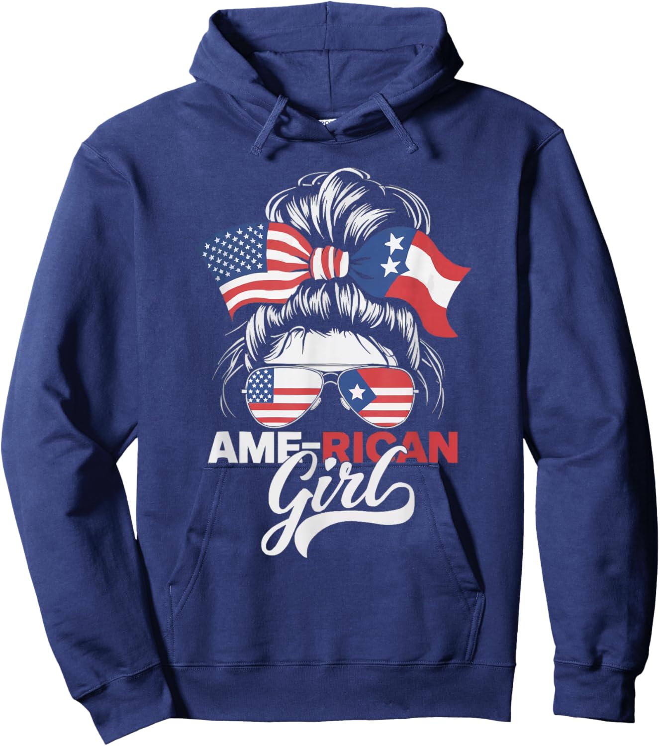 Half Puerto Rican Half American USA Flag Puerto Rico Hoodie - Hoodie | Navy