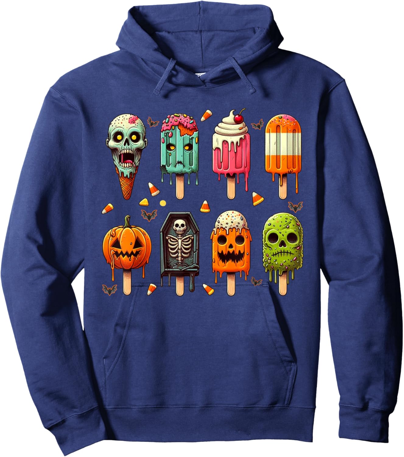 Funny Popsicle Summer Horror Halloween Ice Cream Summerween Men Women Kids Hoodie - Hoodie | Navy