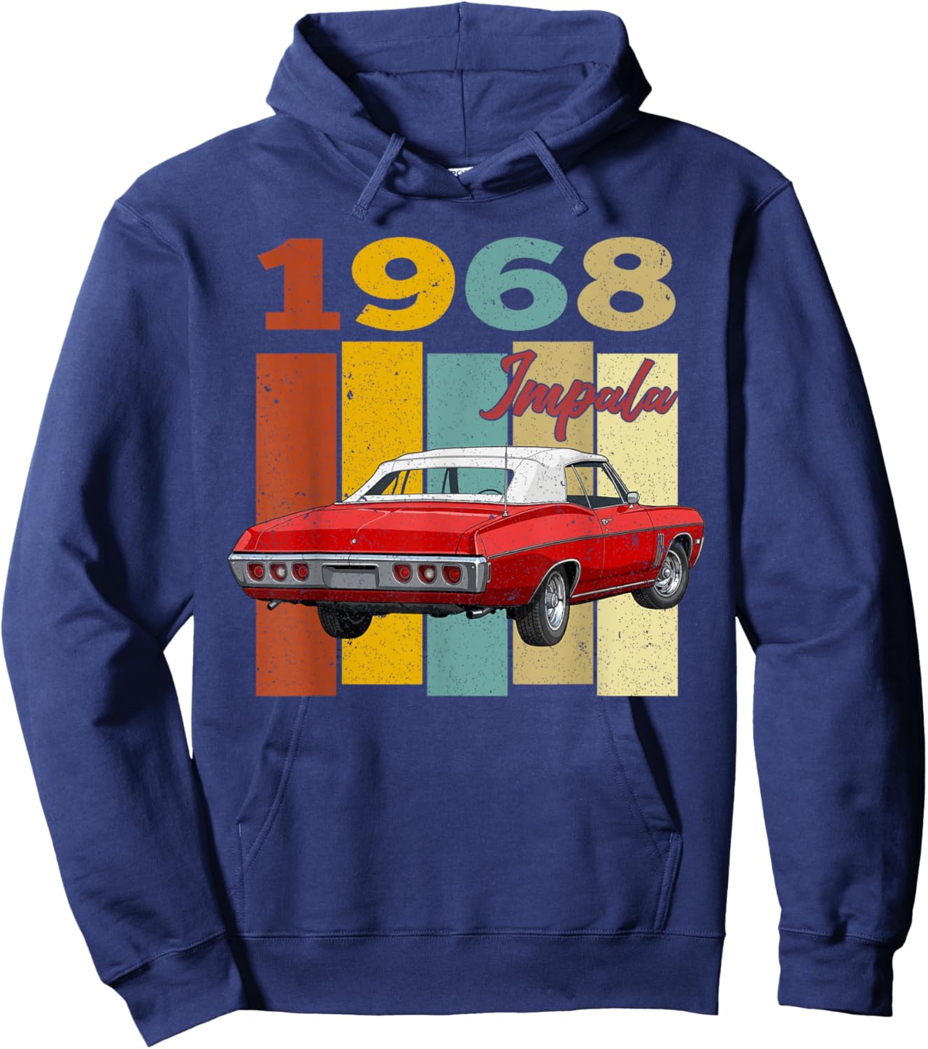 Vintage 1968 68 Impala Old School Car Hot Rod Hoodie - Hoodie | Navy