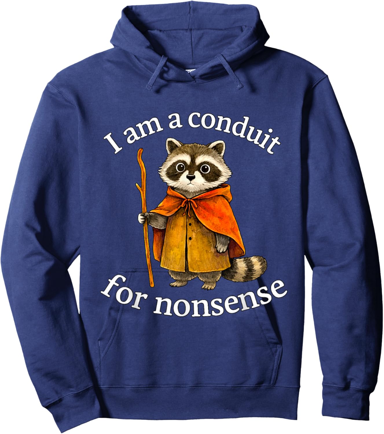 Cute I Am a Conduit for Nonsense Raccoon Wizard Meme Hoodie - Hoodie | Navy