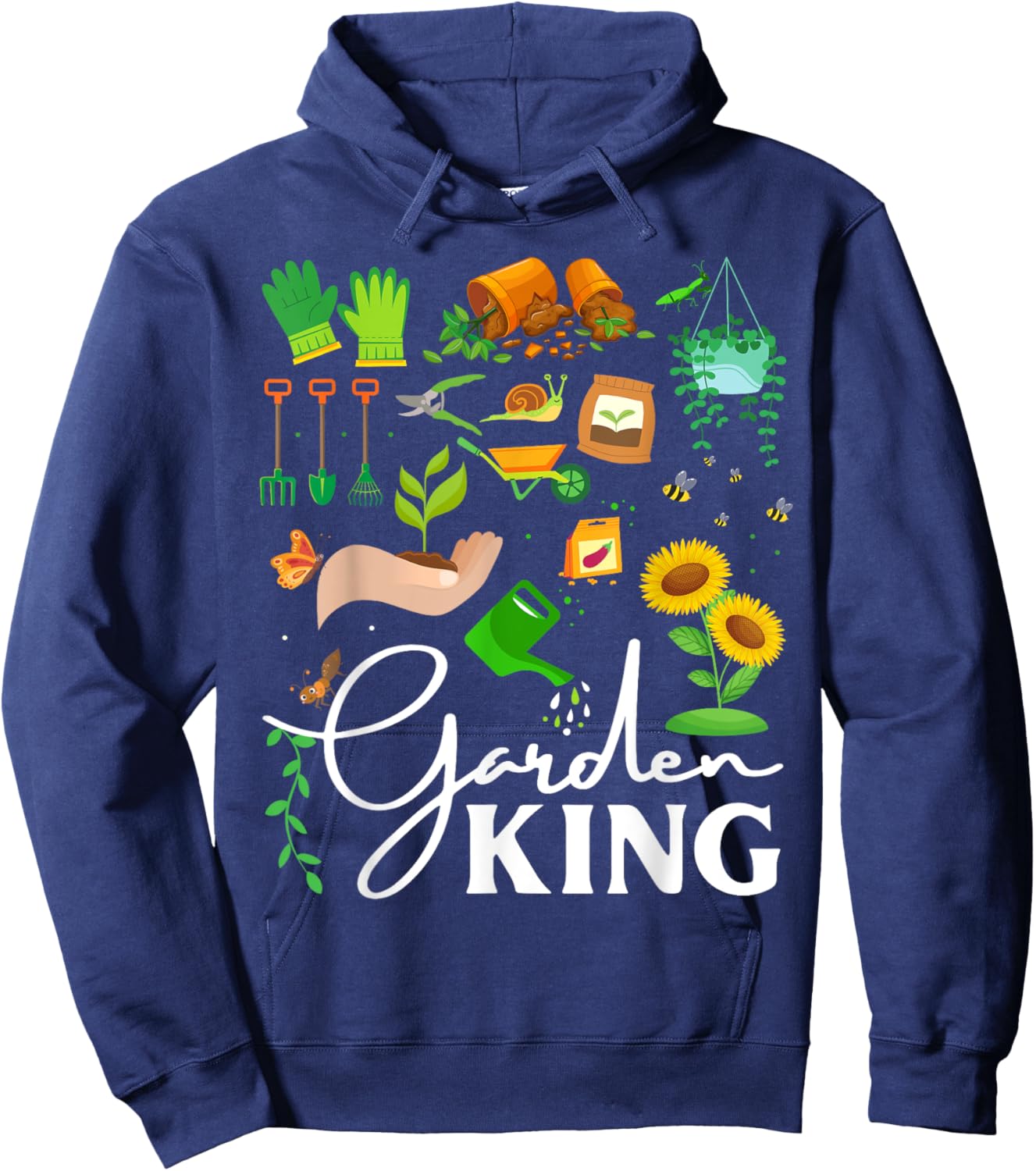 Garden King Funny Gardening Lovers Vegetable Gifts Hoodie - Hoodie | Navy