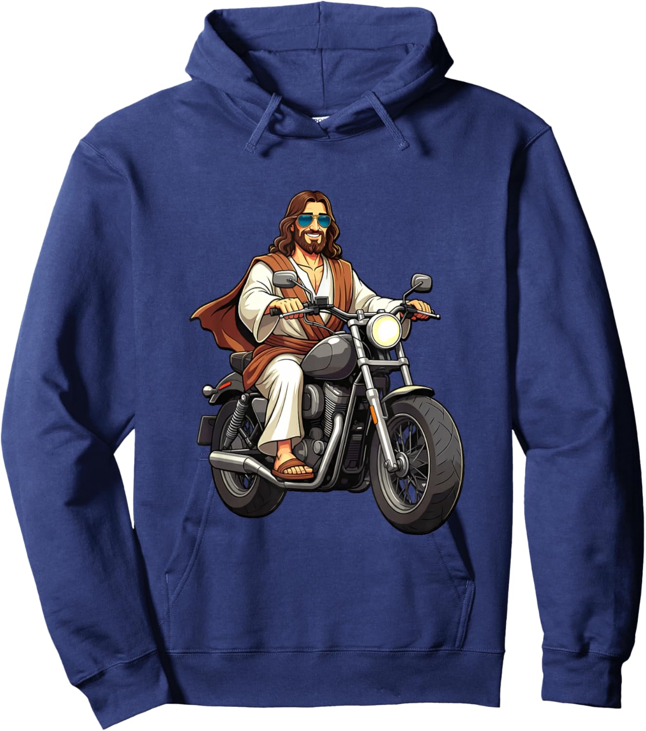 Jesus On A Motorcycle Hoodie - Hoodie | Navy