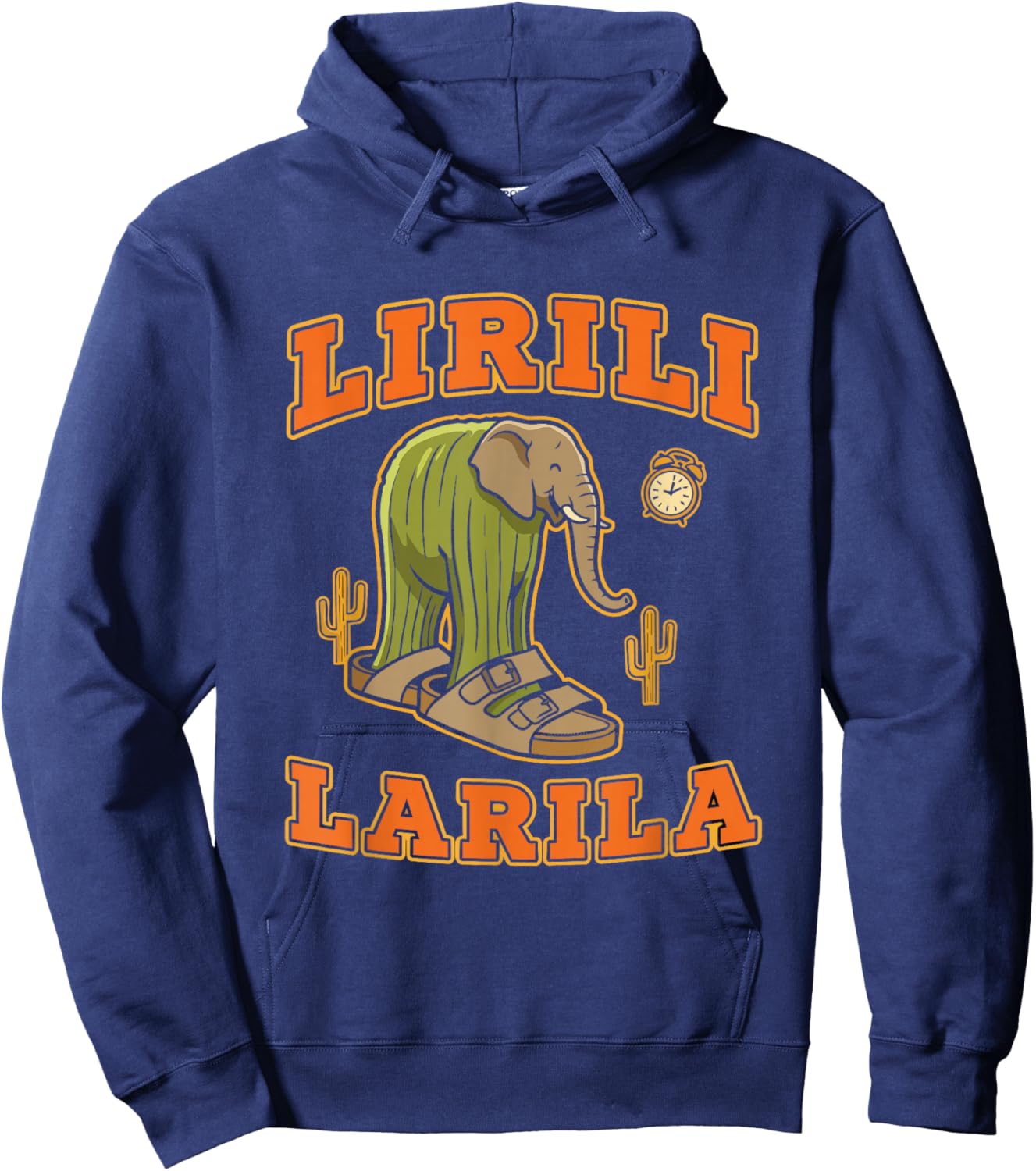 Lirili Larila Italian Brainrot Kids Meme Cactus Elephant Hoodie - Hoodie | Navy