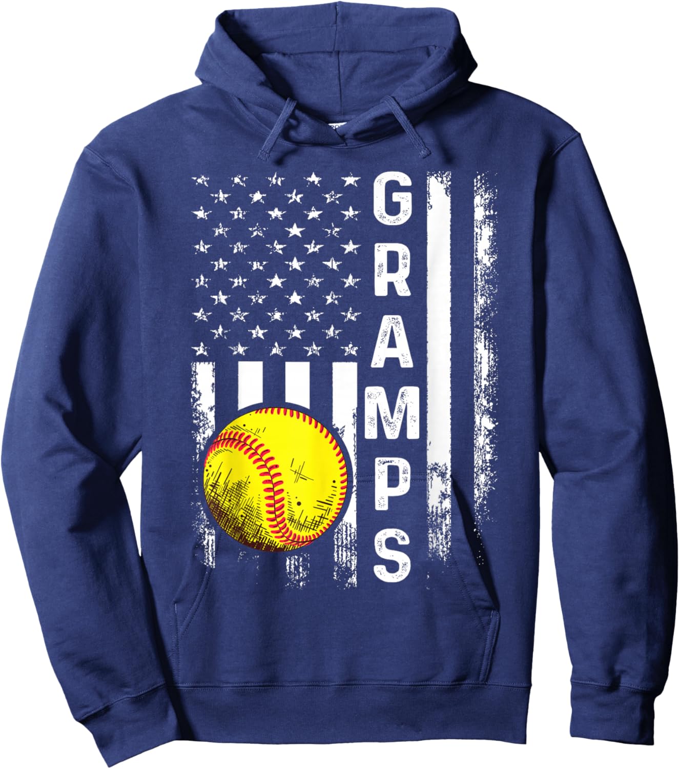 Softball Gramps America Flag Men Women Vintage Christmas Hoodie - Hoodie | Navy