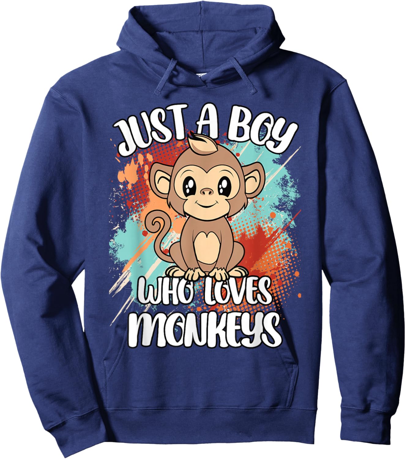 Just A Boy Who Loves Monkeys Funny Retro Animal Boys Kids Hoodie - Hoodie | Navy