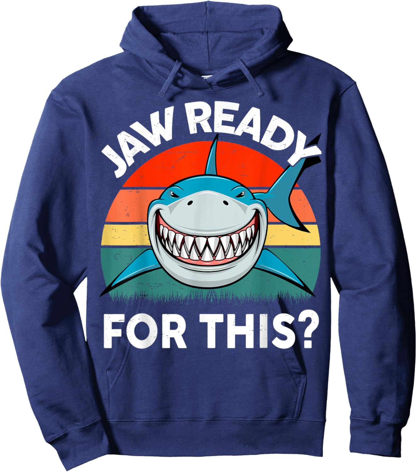 Funny Jaw Ready For This? Kids Toddler Boy Great White Shark Hoodie - Hoodie | Navy