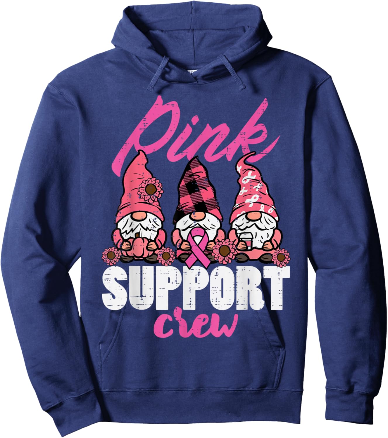 Breast Cancer Gnomes Pink Support Crew Aware Women Kids Men Hoodie - Hoodie | Navy