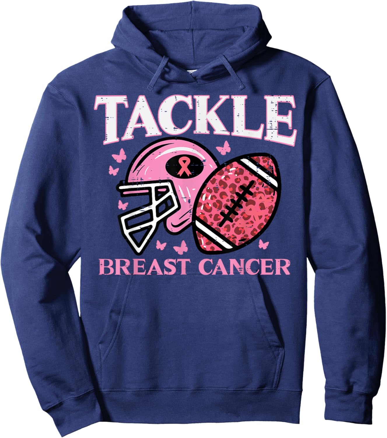 Breast Cancer American Football Awareness Men Boys Kid Women Hoodie - Hoodie | Navy