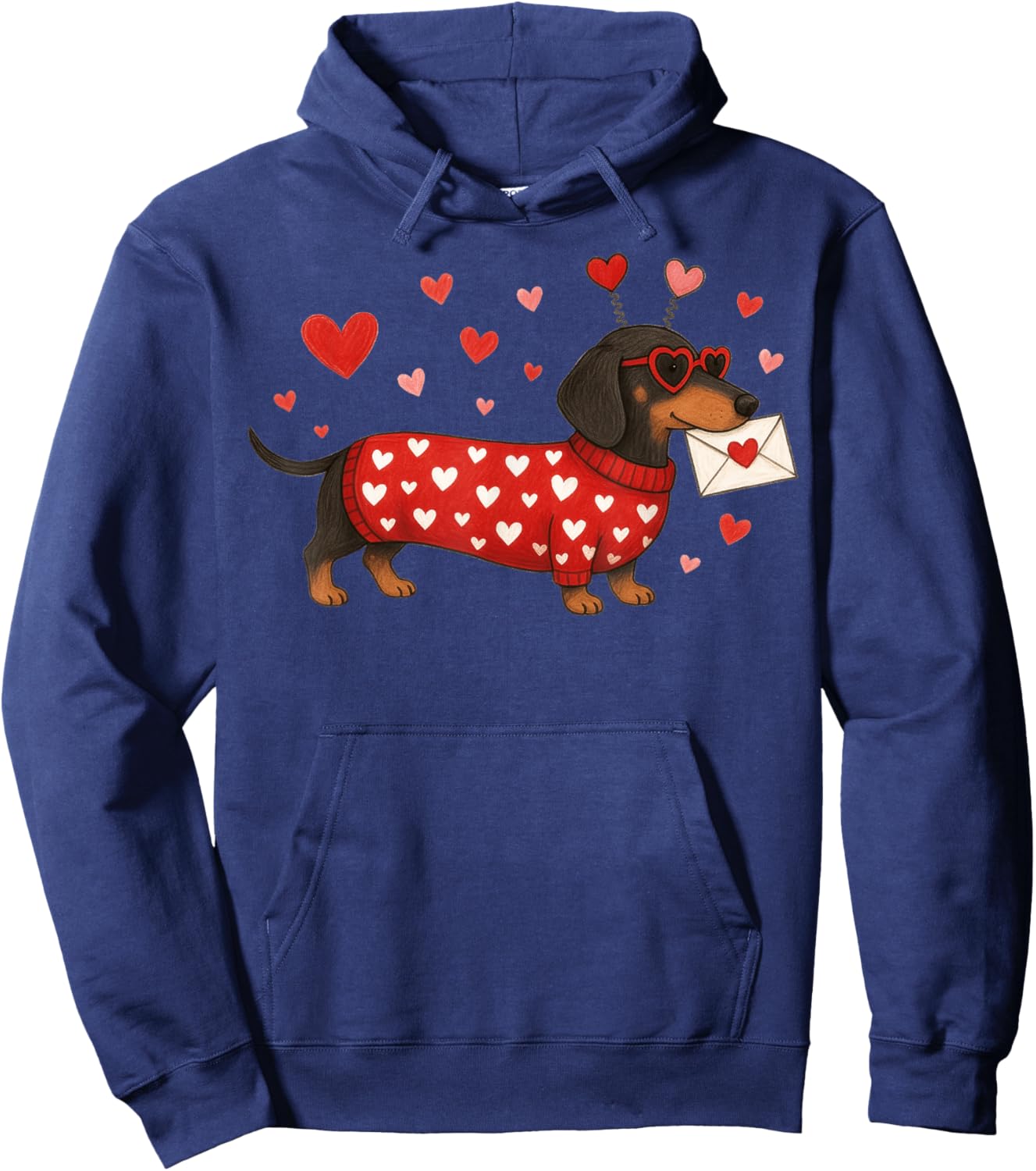 Dachshund Dog Valentine's Day Hearts Weiner Dog Sausage Mum Hoodie - Hoodie | Navy