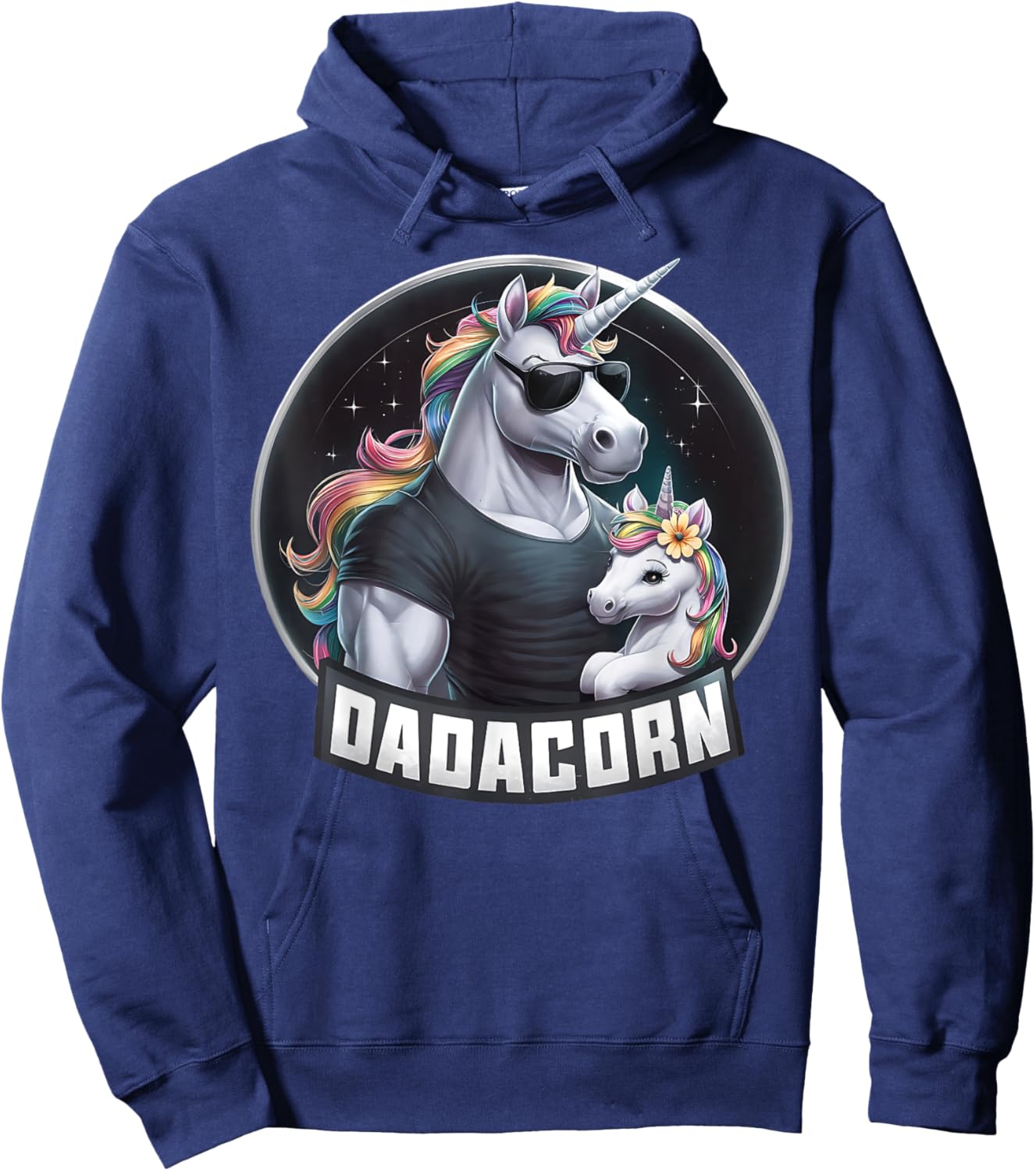 Father's Day Dadacorn Baby Unicorn Dad, Daddy Funny Dadacorn Hoodie - Hoodie | Navy