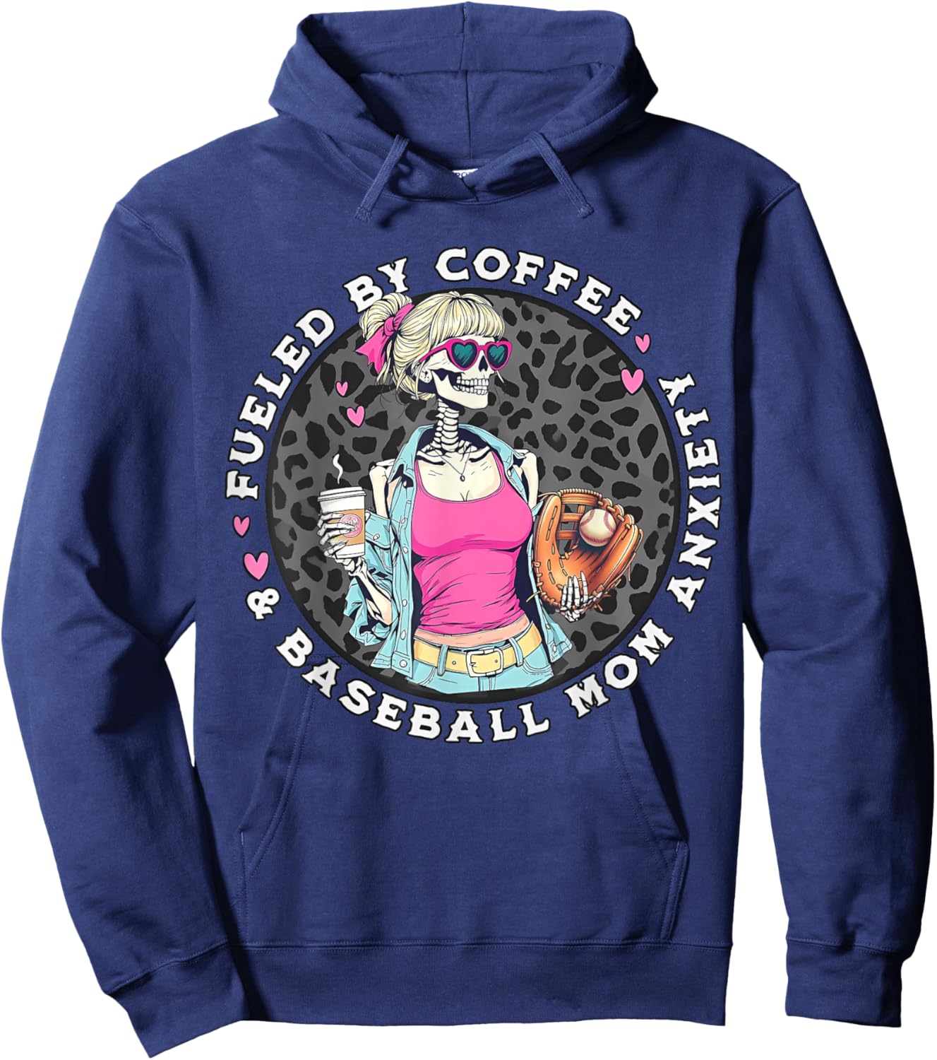 Fueled by Iced Coffee and Baseball Mom Anxiety Coffee Lover Hoodie - Hoodie | Navy