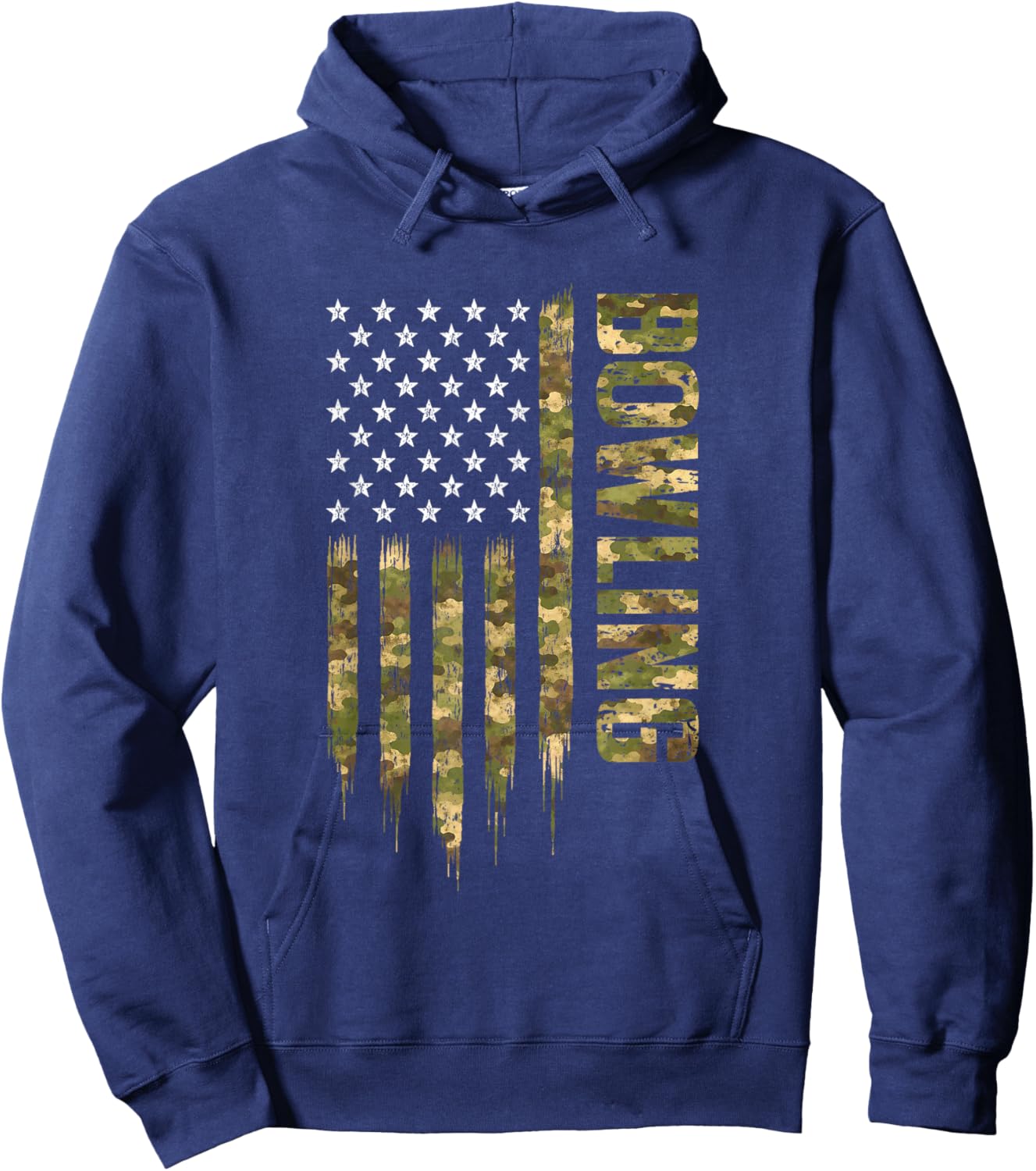 Bowling Camouflage Patriotic USA American Flag Hoodie - Hoodie | Navy