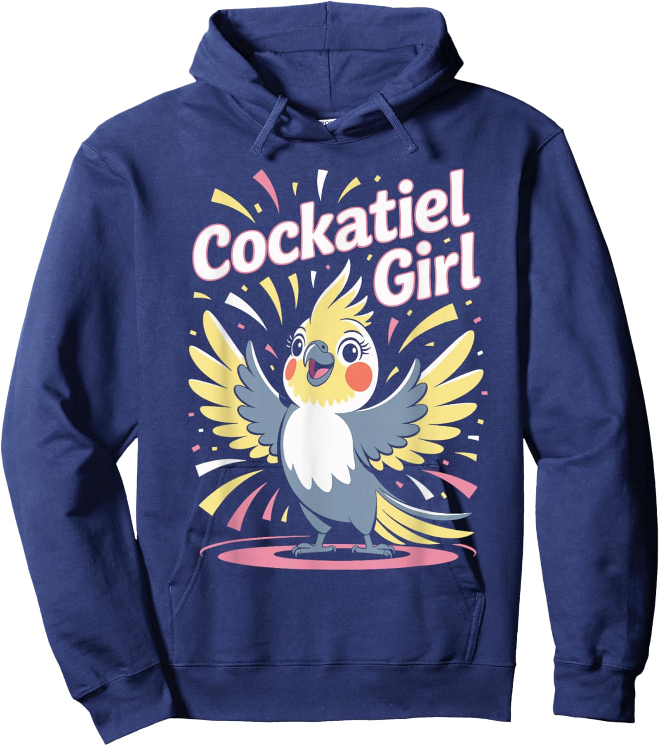 Cockatiel Girl Cartoon Pet Bird Retro Funny Artwork Hoodie - Hoodie | Navy