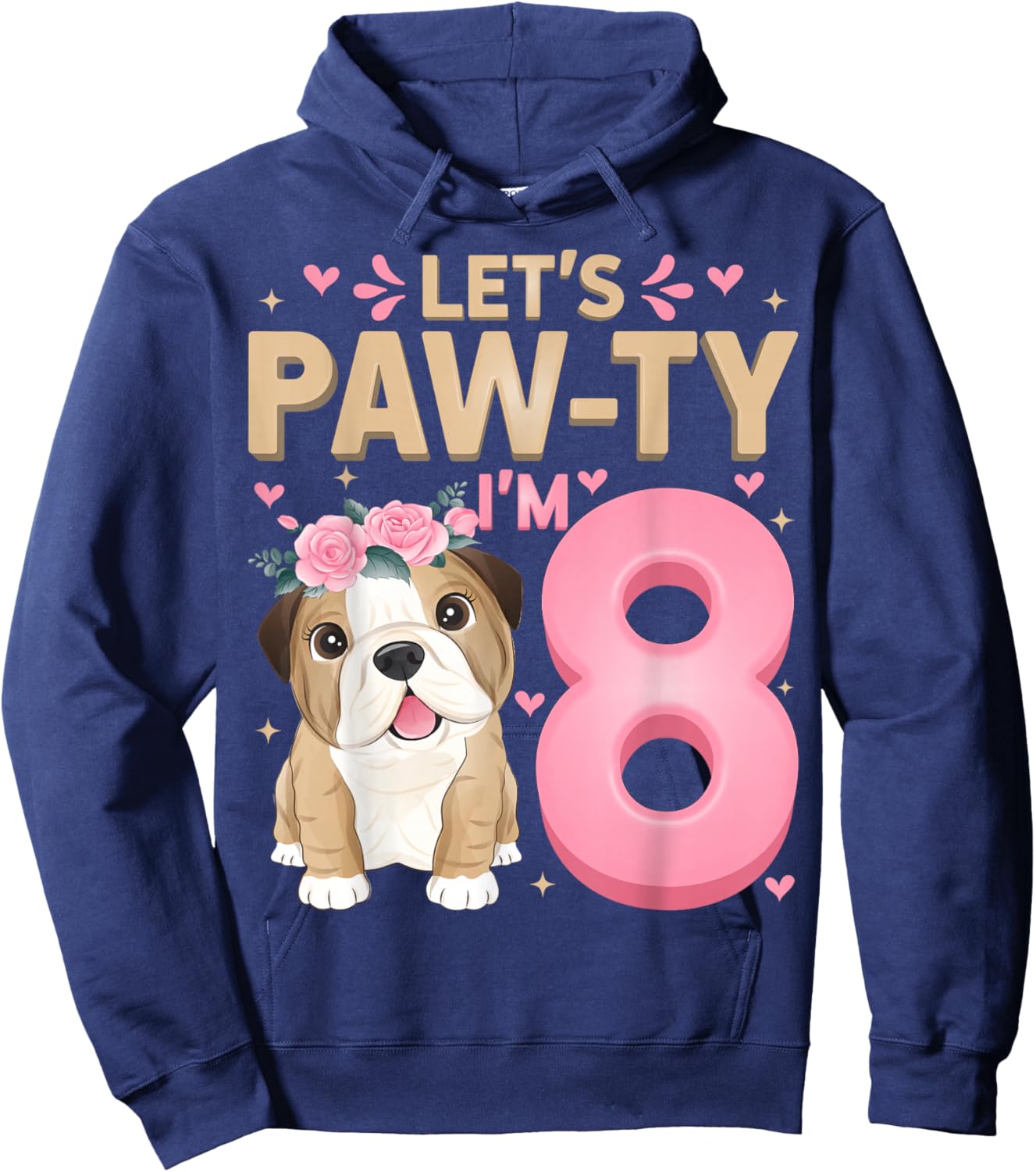 Let's Paw-ty I'm 8 Cute Puppy Dog 8th Birthday Party Hoodie - Hoodie | Navy