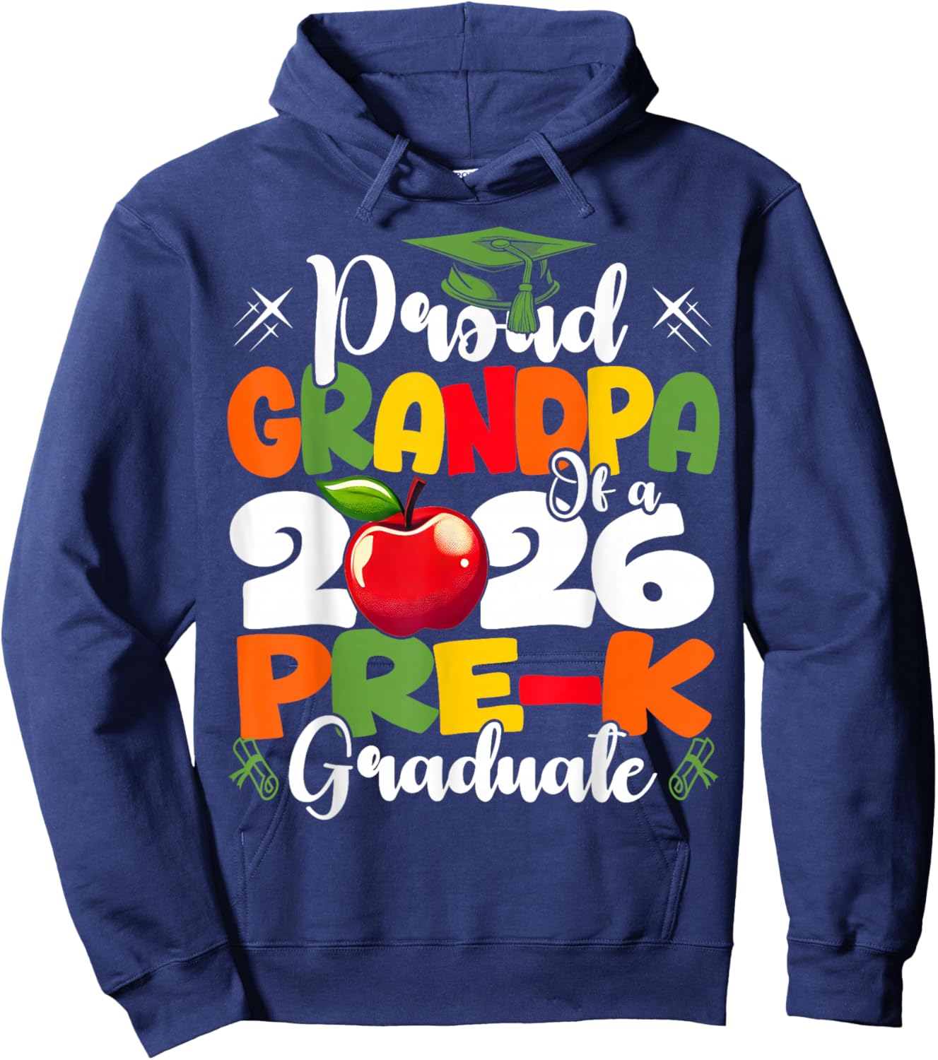 Proud Grandpa of 2026 Pre-K Graduate Fathers Day Graduation Hoodie - Hoodie | Navy