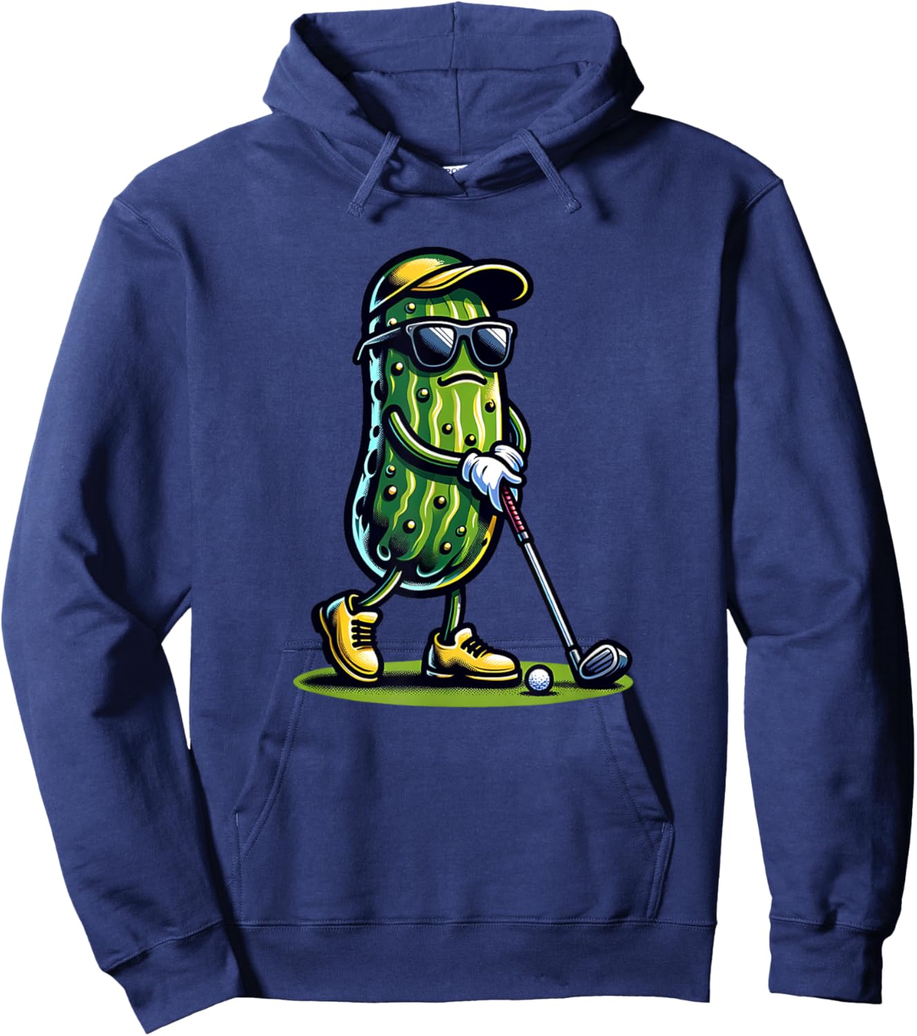 Pickle Playing Golf Funny Sports and Golfing Trendy Humor Hoodie - Hoodie | Navy