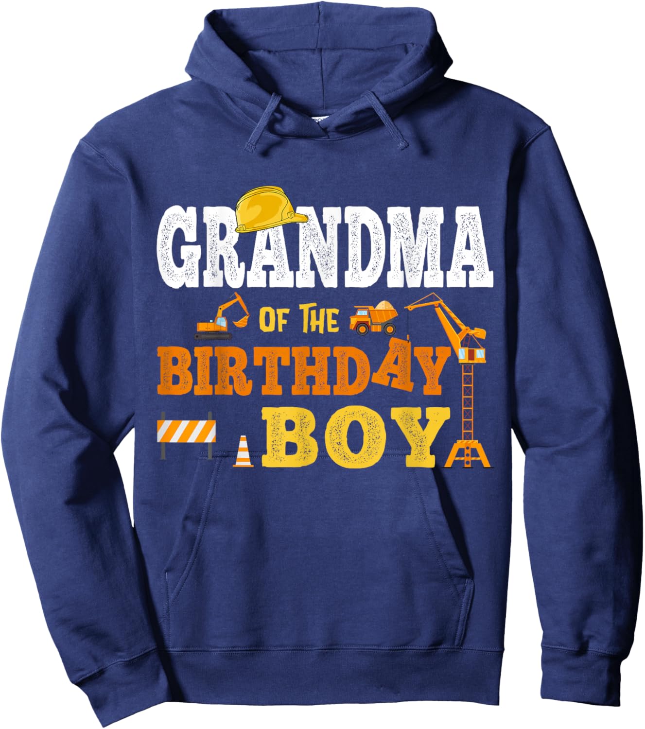 Grandma Of The Birthday Boy Kid Construction Matching Family Hoodie - Hoodie | Navy