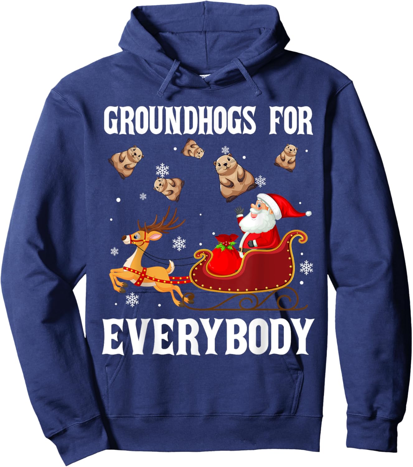 Groundhogs For Everybody Christmas Santa Claus Groundhog Hoodie - Hoodie | Navy