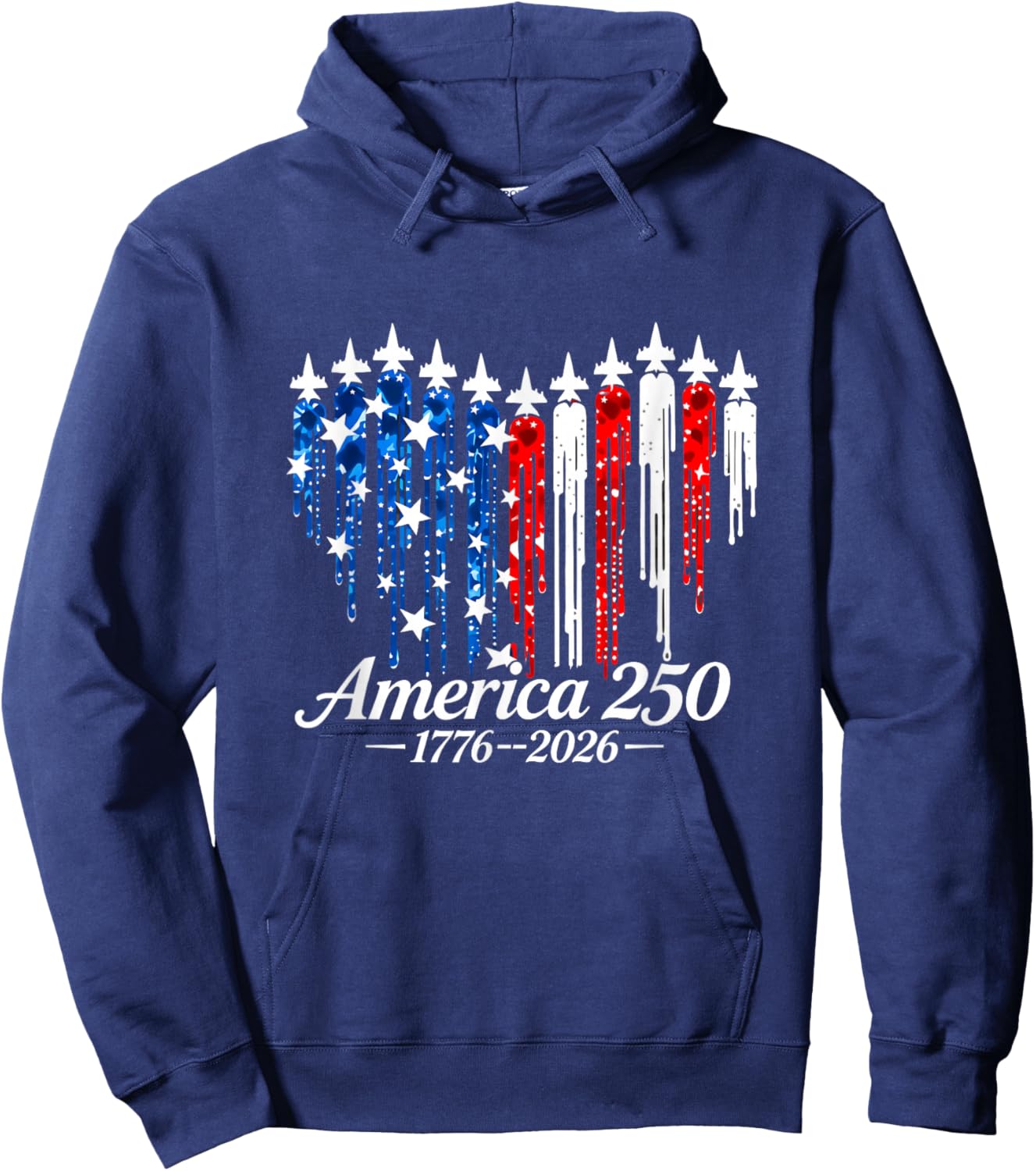 America 250 Heart Flag Drip Patriotic 1776-2026 Women Hoodie - Hoodie | Navy