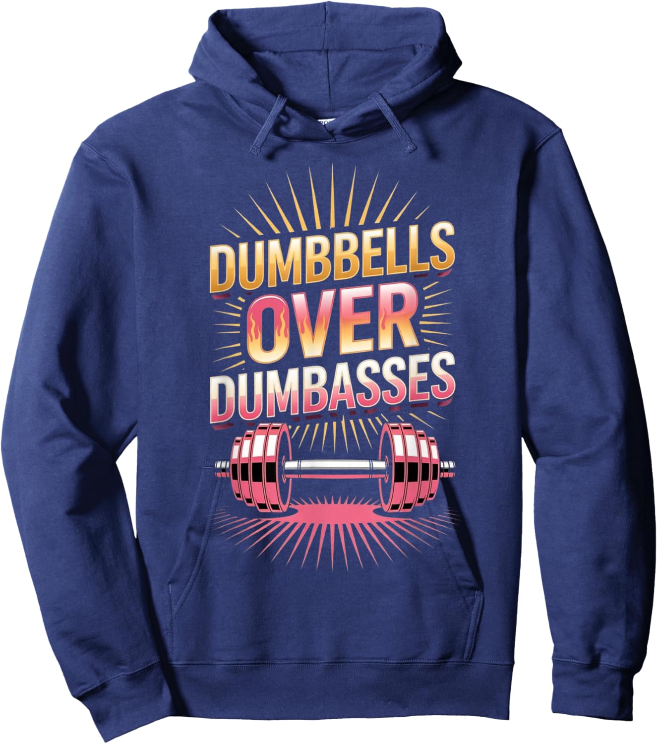 Retro Vintage Gym Fitness Funny Dumbbells Over Dumbasses Hoodie - Hoodie | Navy