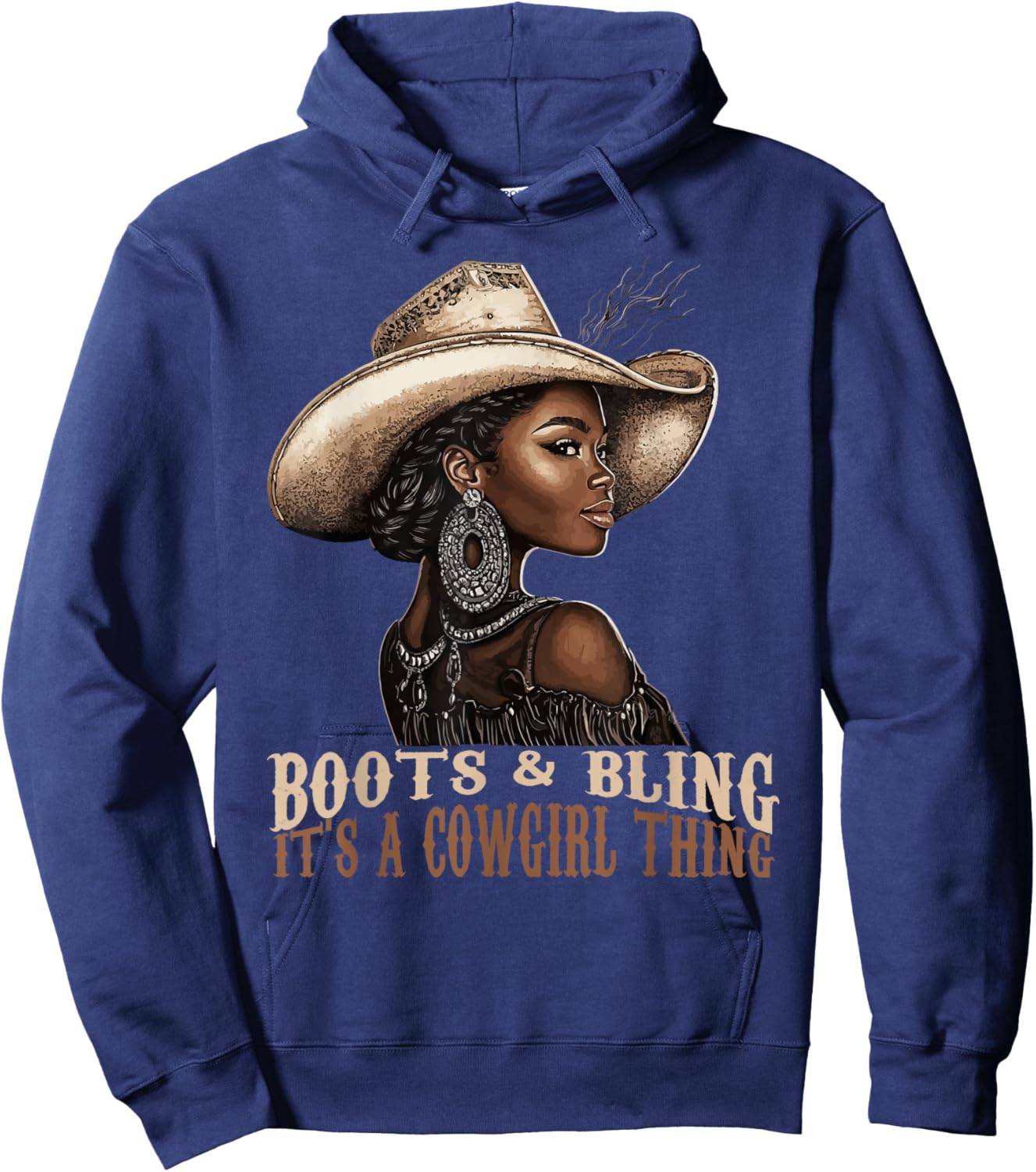 Boots and Bling it's Cowgirl Thing Western Country Melanin Hoodie - Hoodie | Navy