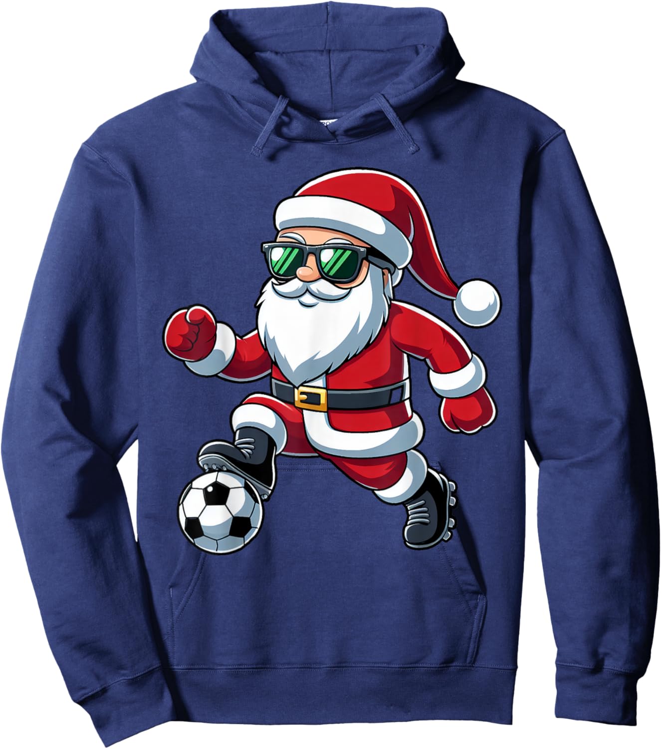 Christmas Santa Claus Play A Soccer Funny Boys Kids Xmas Hoodie - Hoodie | Navy