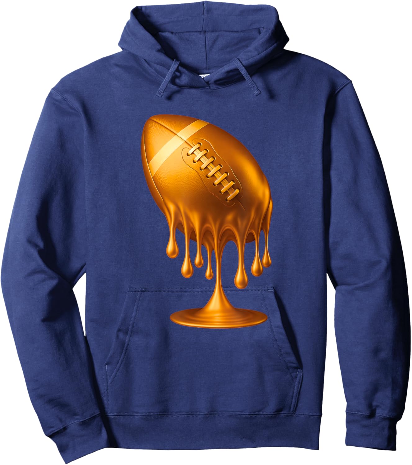 Gold Drip Football Touchdown Player Fans Game Day Tailgate Hoodie - Hoodie | Navy