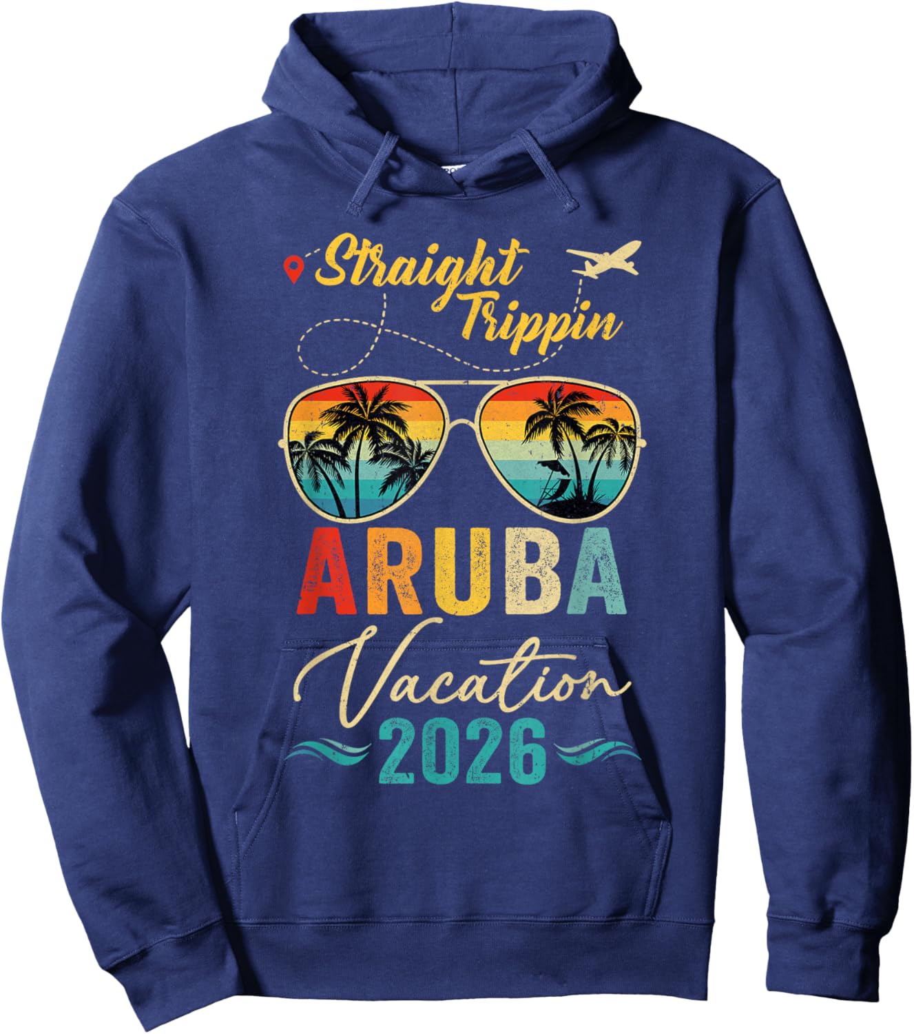 Straight Trippin Aruba 2026 Family Summer Vacation Hoodie - Hoodie | Navy