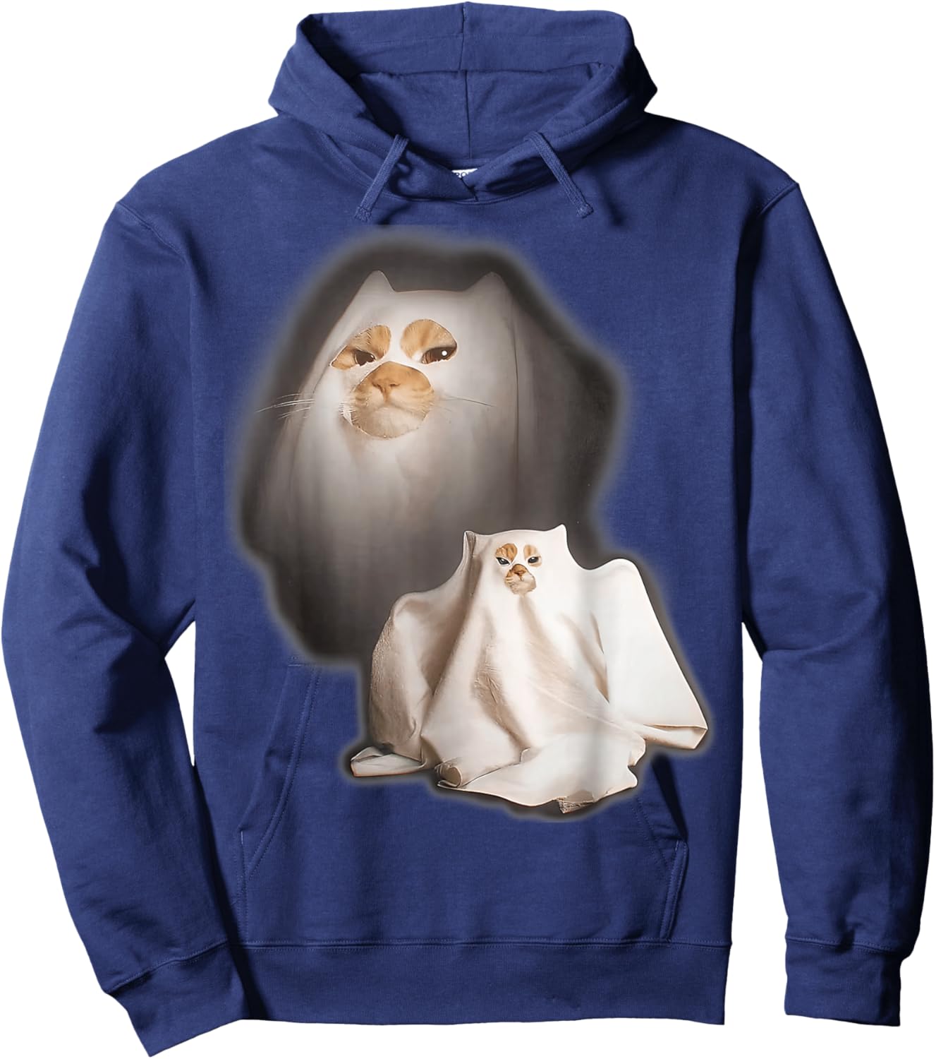 Ghost Cat Meme Halloween Hoodie - Hoodie | Navy