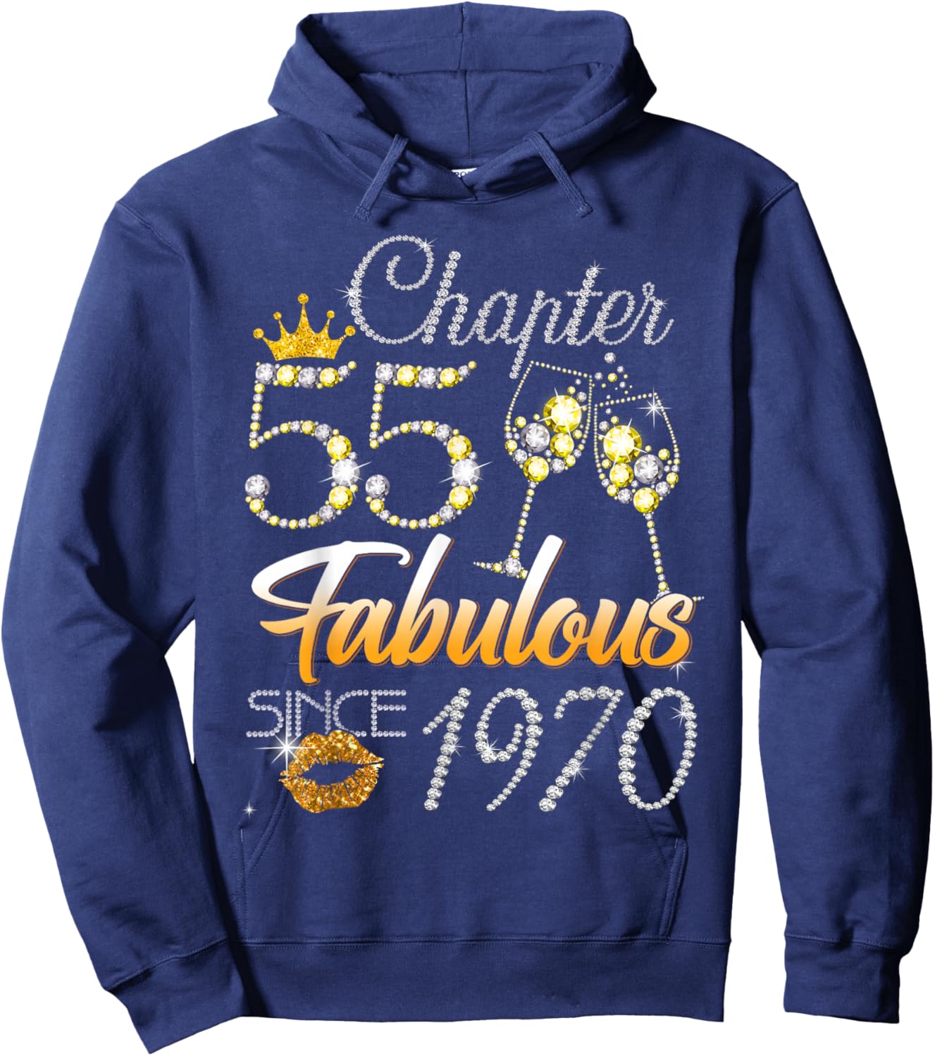 Chapter 55 Fabulous Since 1970 55th Leopard Birthday Queen Hoodie - Hoodie | Navy