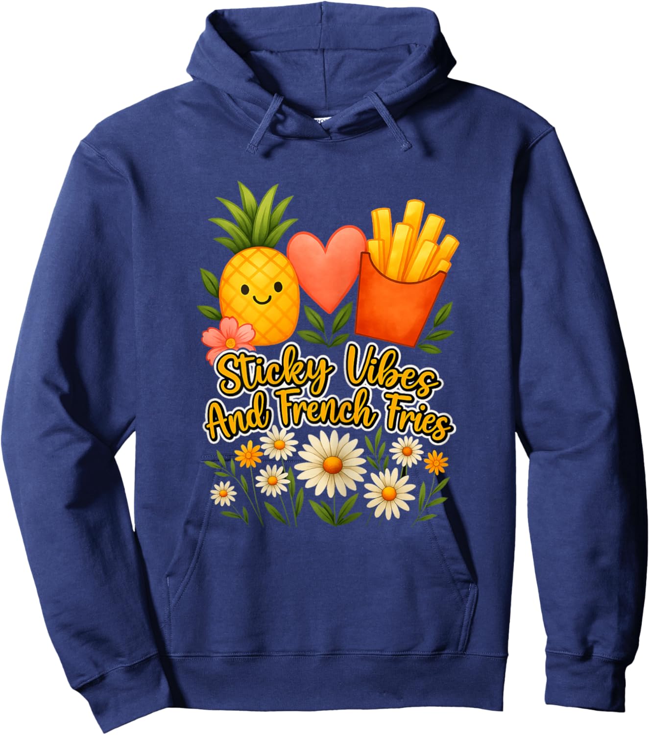 IVF Mom Pregnancy Journey Sticky Vibes and French Fries Art Hoodie - Hoodie | Navy