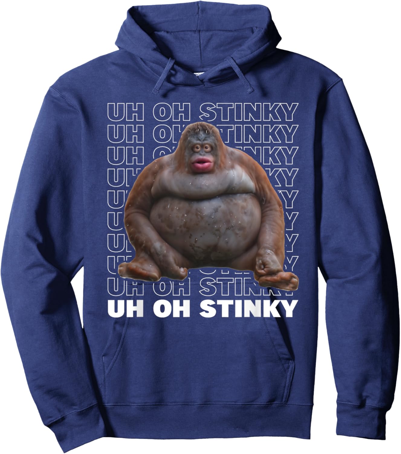 Uh Oh Stinky Poop Funny Monkey Dank Memes Le Monke Orangutan Hoodie - Hoodie | Navy