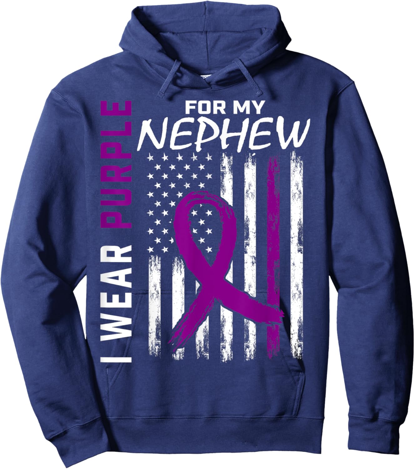 Pancreatic Cancer Awareness Shirt I Wear Purple For Nephew Hoodie - Hoodie | Navy